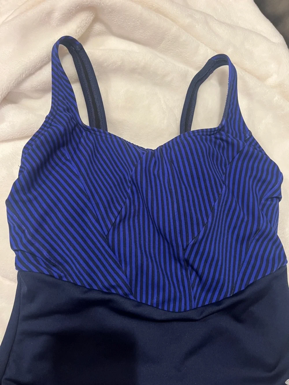 TYR Blue Striped Bust One-Piece Swimsuit size 10